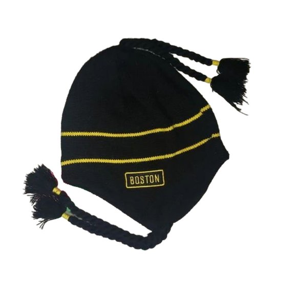 Other - BOSTON BRUINS BLACK WINTER HAT WITH BRAIDED TASSELS